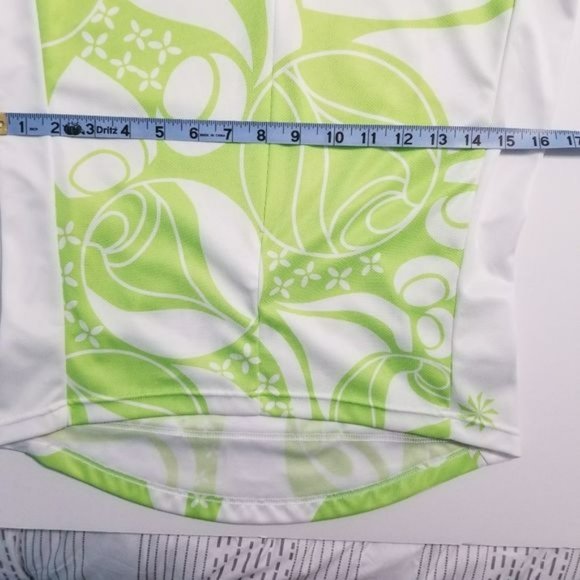 Athleta 3/4 Zip Sleeveless Floral Cycling Jersey Green White Women's Size Small - Picture 12 of 12